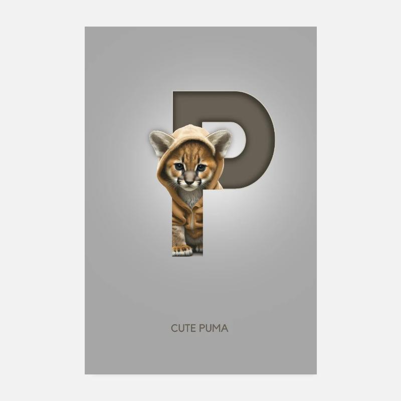 Cute little kitten with the letter P Poster 8" x 12" (20x30 cm)