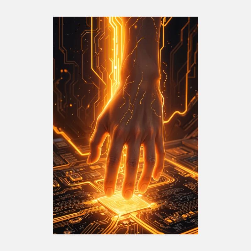 Hand der digitalen Energie Poster 20x30 cm