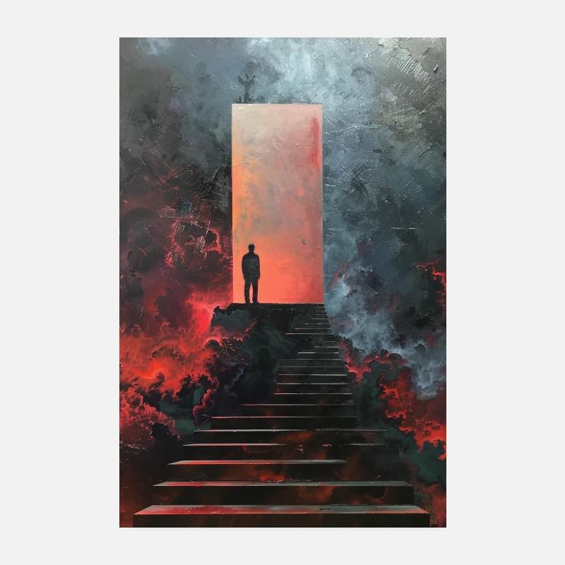 Treppen hinauf - Poster 20x30 cm - Weiß