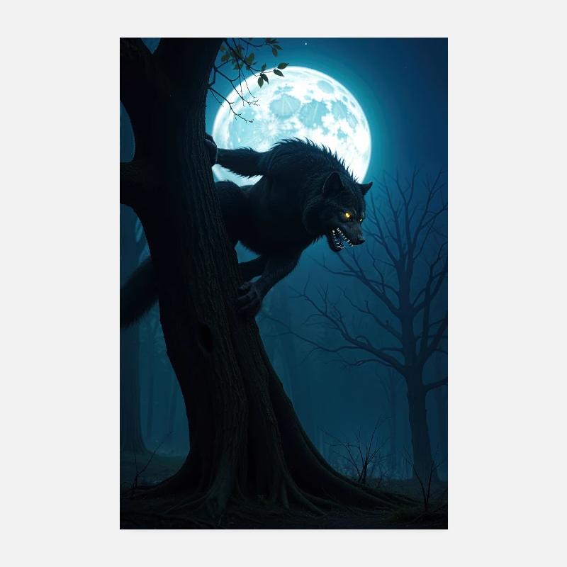 Zähnefletschender Werwolf Poster 20x30 cm