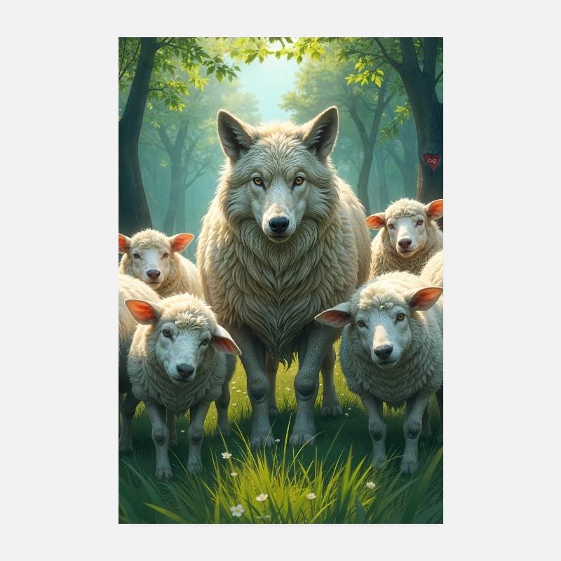 Le loup parmi les brebis Poster 20 x 30 cm