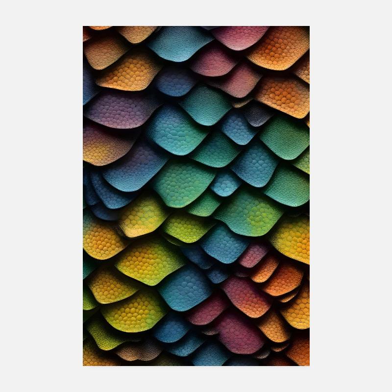 Bunte Drachenschuppen Poster Illustration Poster 20x30 cm