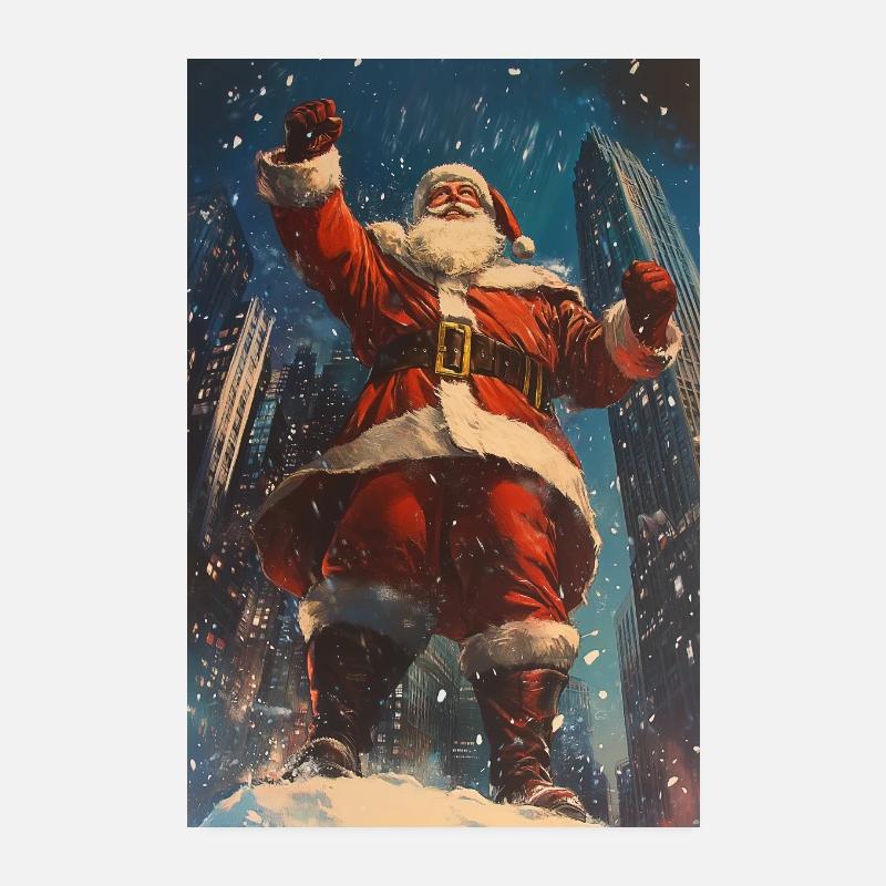 Der Weihnachtsmann in der Stadt Poster 20x30 cm