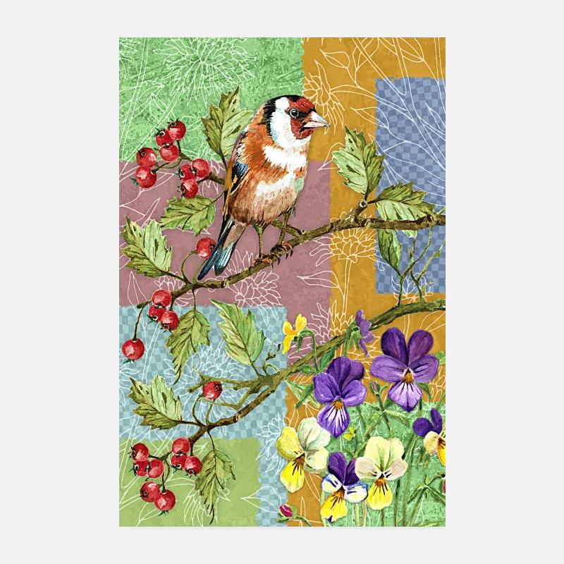 Bunter Vogel - Poster 20x30 cm - Weiß