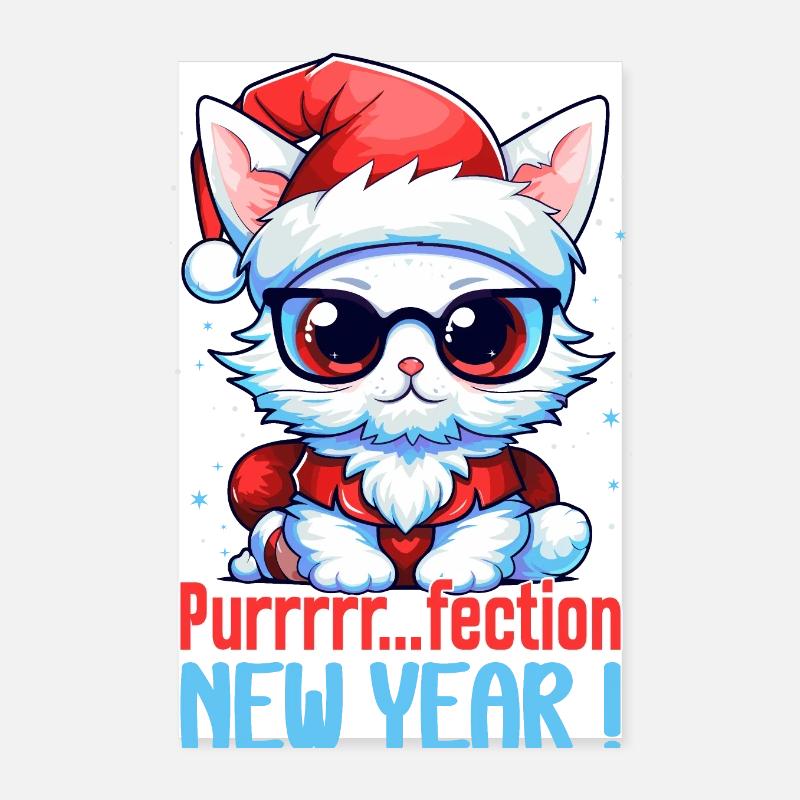 Flauschiger weißer Mrrrrr... Perfektes Kätzchen, Silvester Poster 20x30 cm