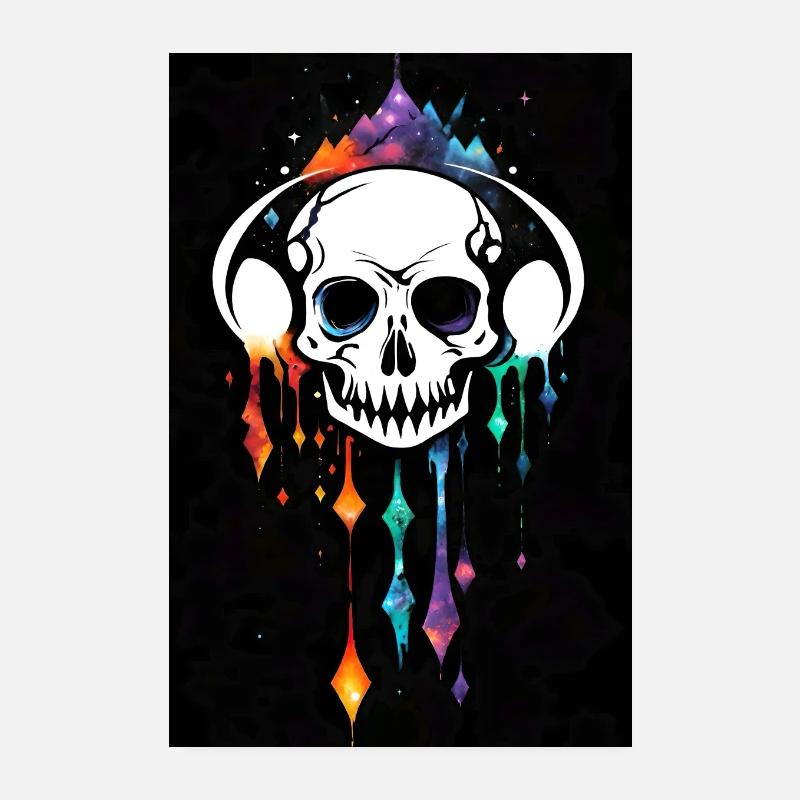Cosmic Skull mit Kopfhörern Poster 20x30 cm