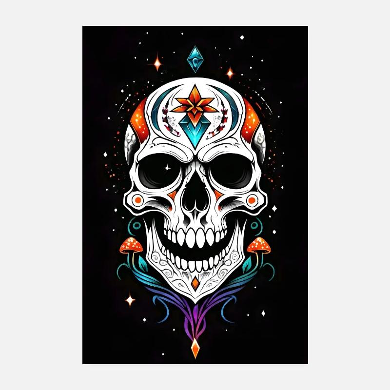 Art du crâne psychédélique Poster 20 x 30 cm