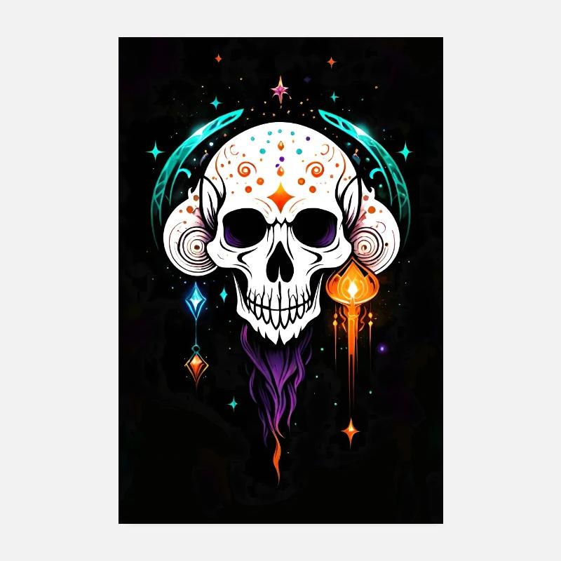 Crâne avec casque en os Poster 20 x 30 cm