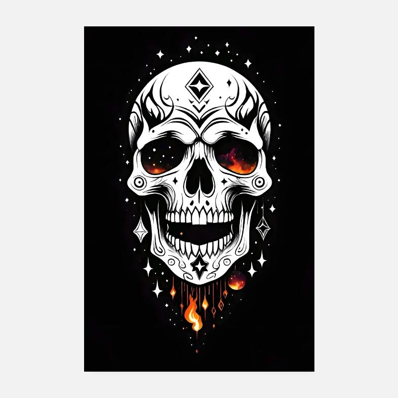 Crâne de feu cosmique Poster 20 x 30 cm