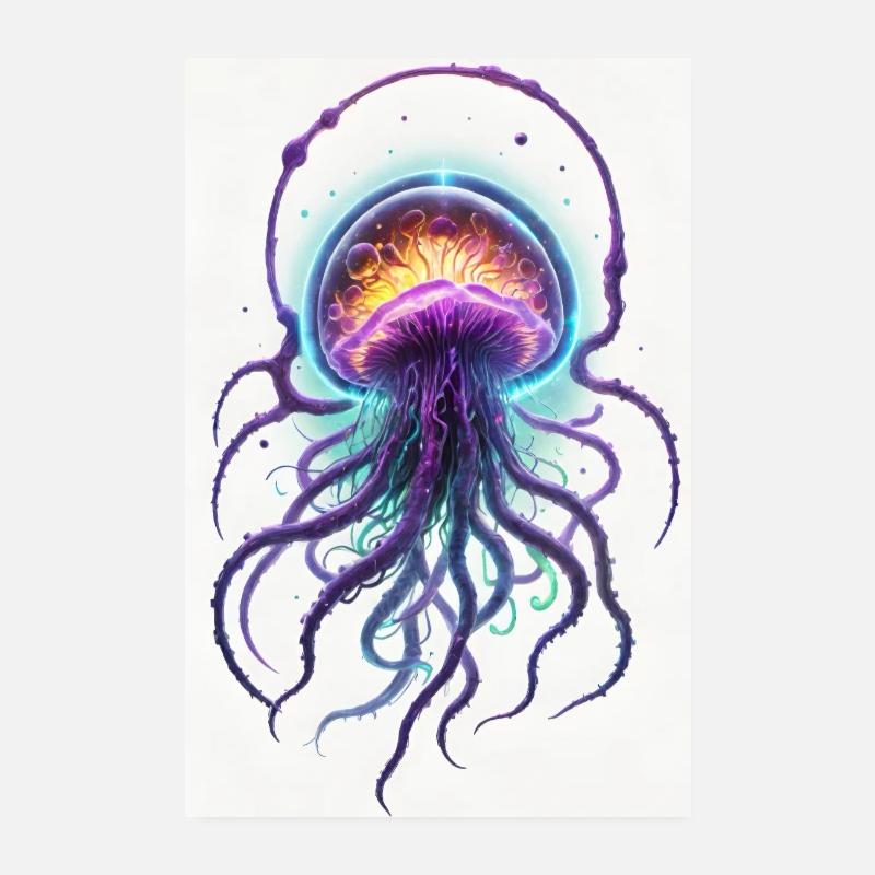 Bioluminescent Jellyfish Poster 8" x 12" (20x30 cm)