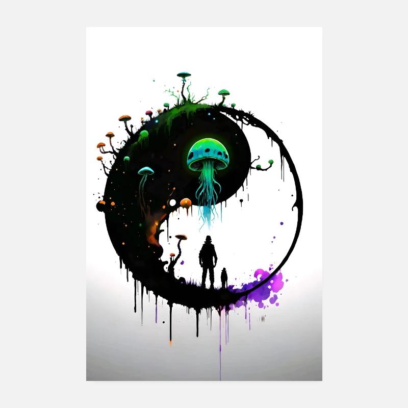 Yin Yang Pilz Welt Poster 20x30 cm