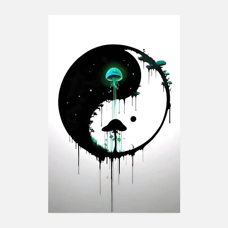 Yin Yang Pilz Kunst Poster 20x30 cm