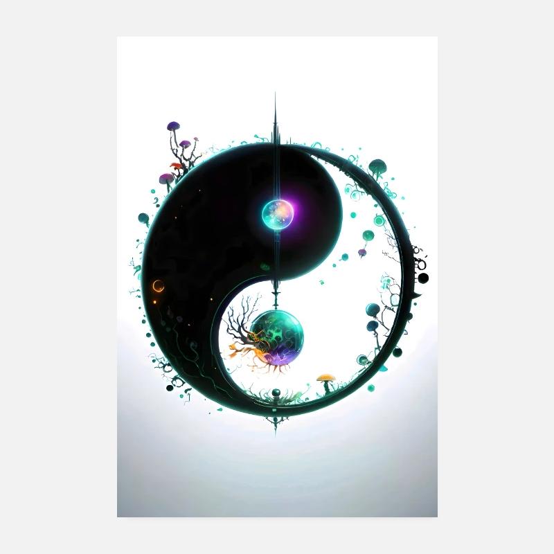 Yin Yang Sphäroid - Poster 20x30 cm - Weiß