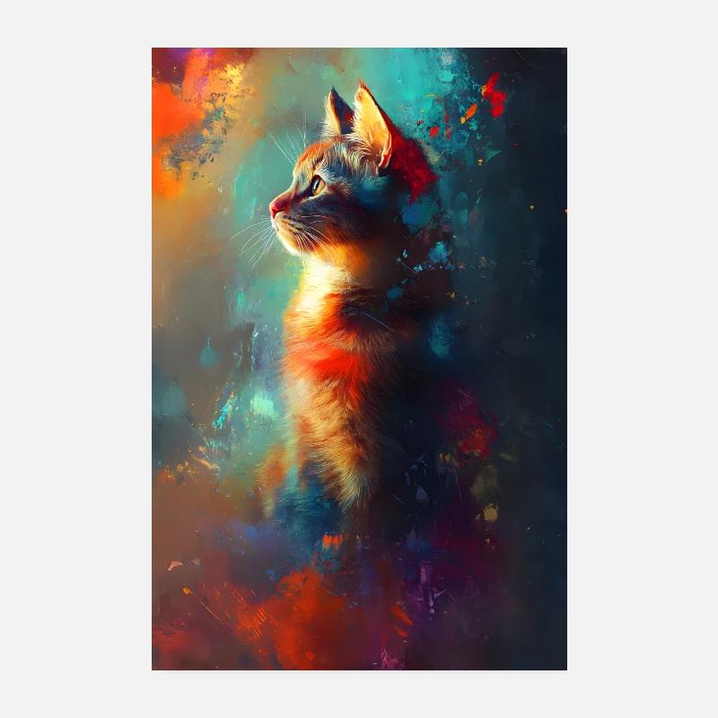 Peinture de chats colorés Poster 20 x 30 cm