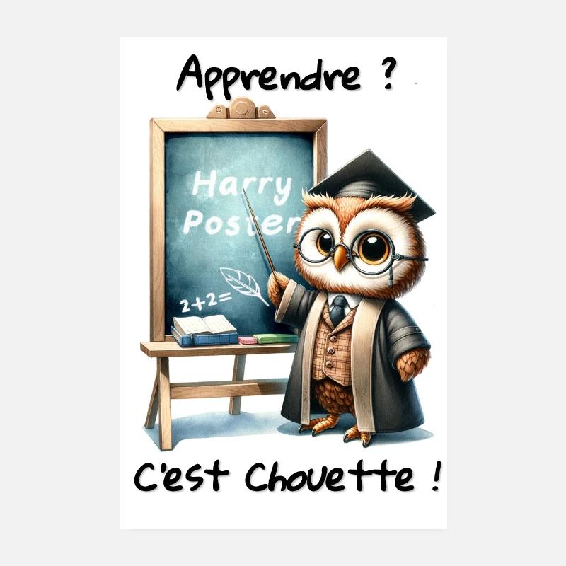 Hibou Professeur - Apprendre, c'est chouette ! Poster 20 x 30 cm