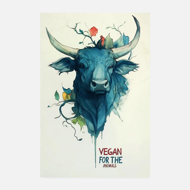 Végétalien pour les animaux Poster 20 x 30 cm