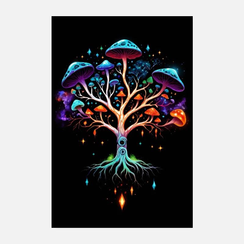 Magic Mushroom Tree of Life Poster 8" x 12" (20x30 cm)