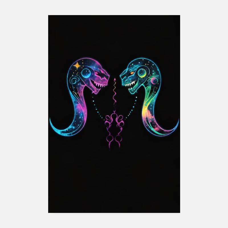 Kosmische Schlange Duo Hörner Poster 20x30 cm