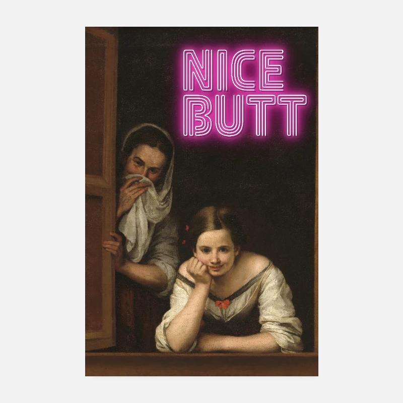 Nice Butt Poster für dein Badezimmer oder Gäste WC - Poster 20x30 cm - Weiß