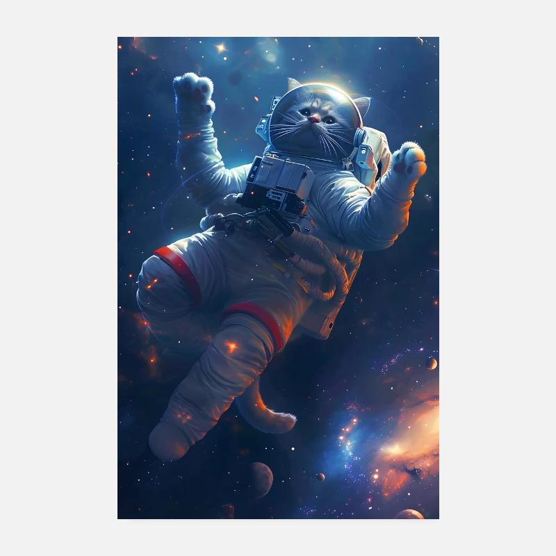 Astronaute des chats de l’espace - Poster 20 x 30 cm - blanc