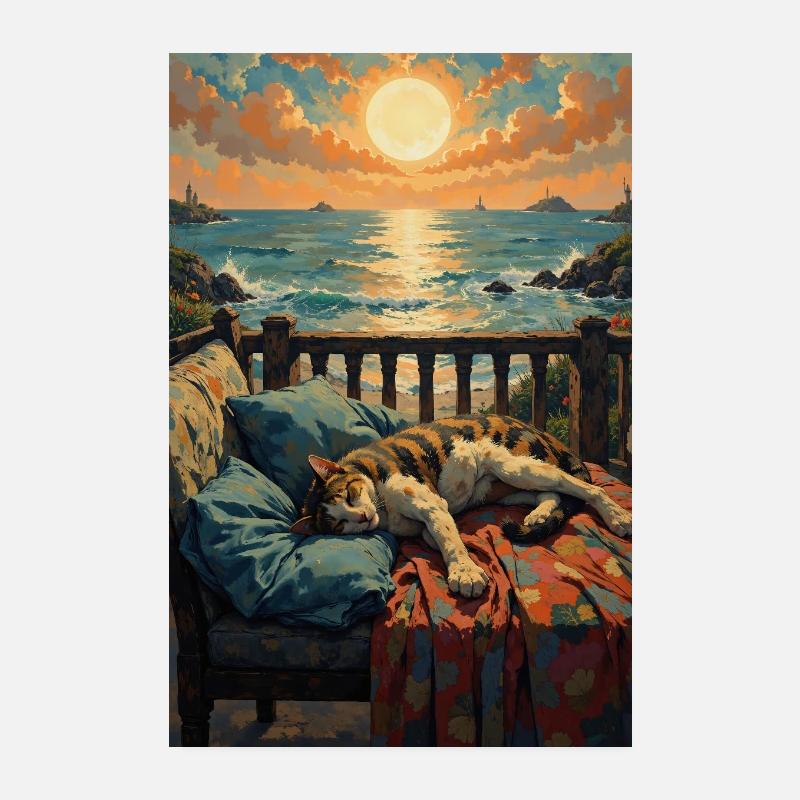 Schönes Bild einer ruhenden Katze Poster 20x30 cm