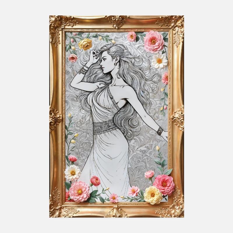 Donna in cornice - Poster 20x30 cm - bianco