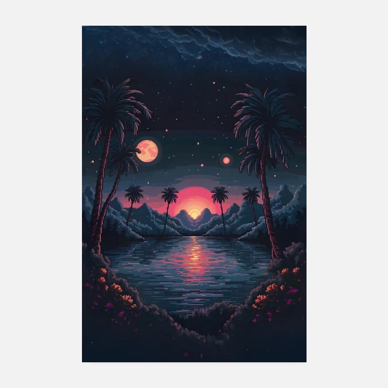 Pixel Solnedgang Poster 20x30 cm