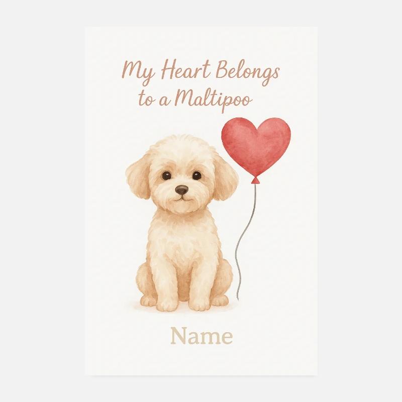 Mon cœur appartient à un Maltipoo – Affiche Poster 20 x 30 cm