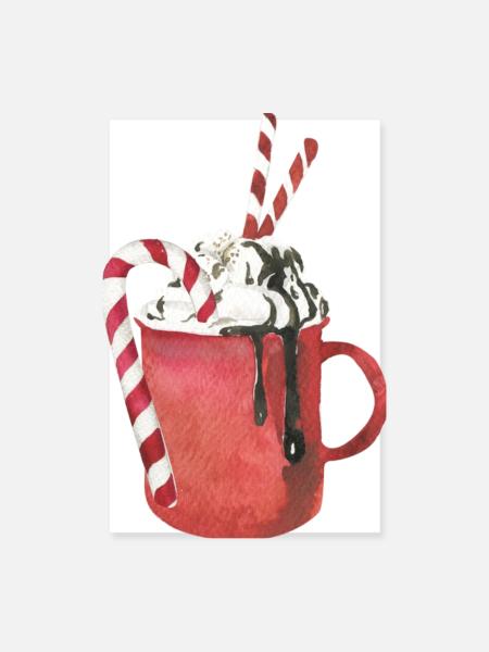 Heiße Schokolade und Marshmallows - Poster 20x30 cm - Weiß - Vorne