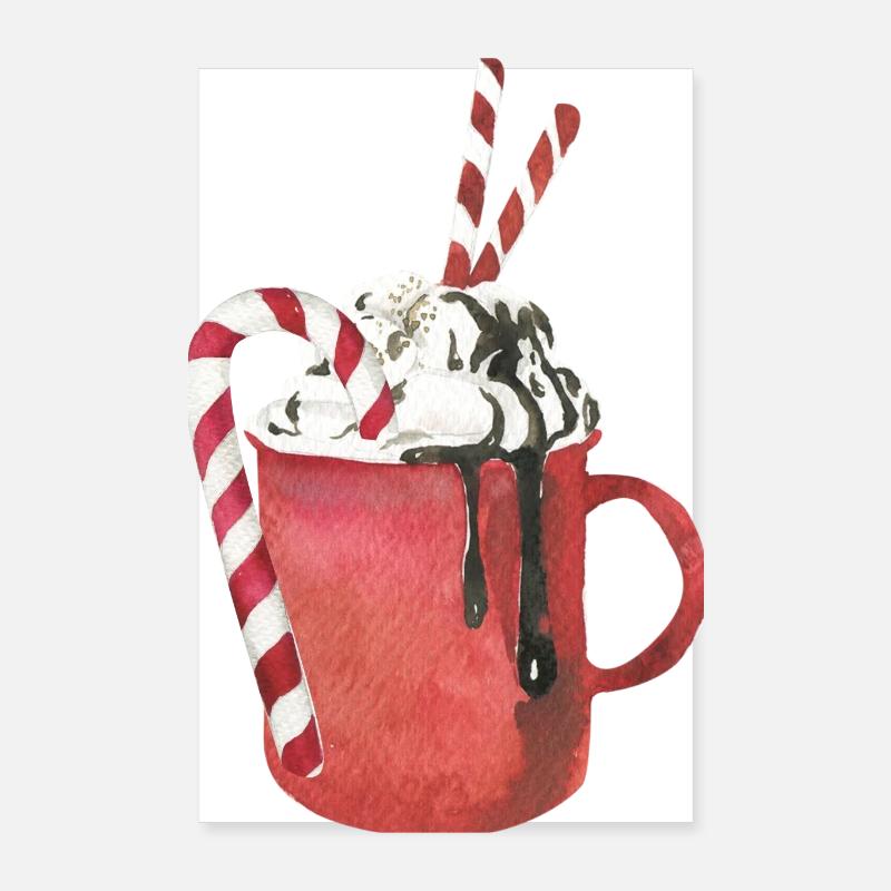 Heiße Schokolade und Marshmallows - Poster 20x30 cm - Weiß