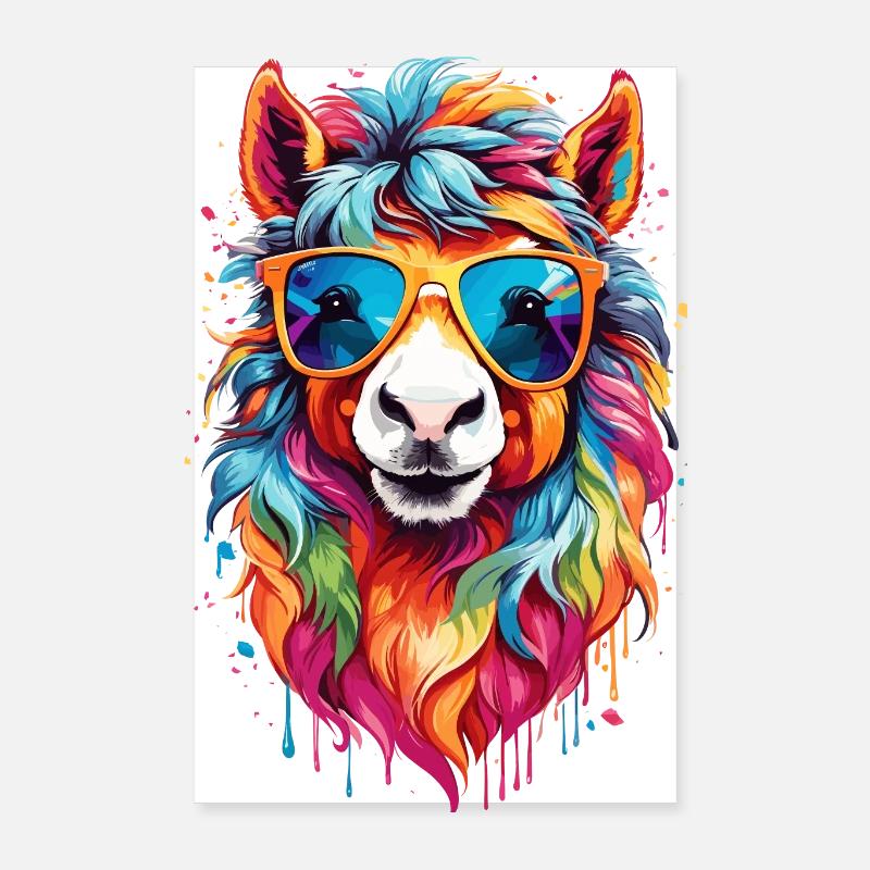 Buntes Regenbogen-Pony Poster 20x30 cm