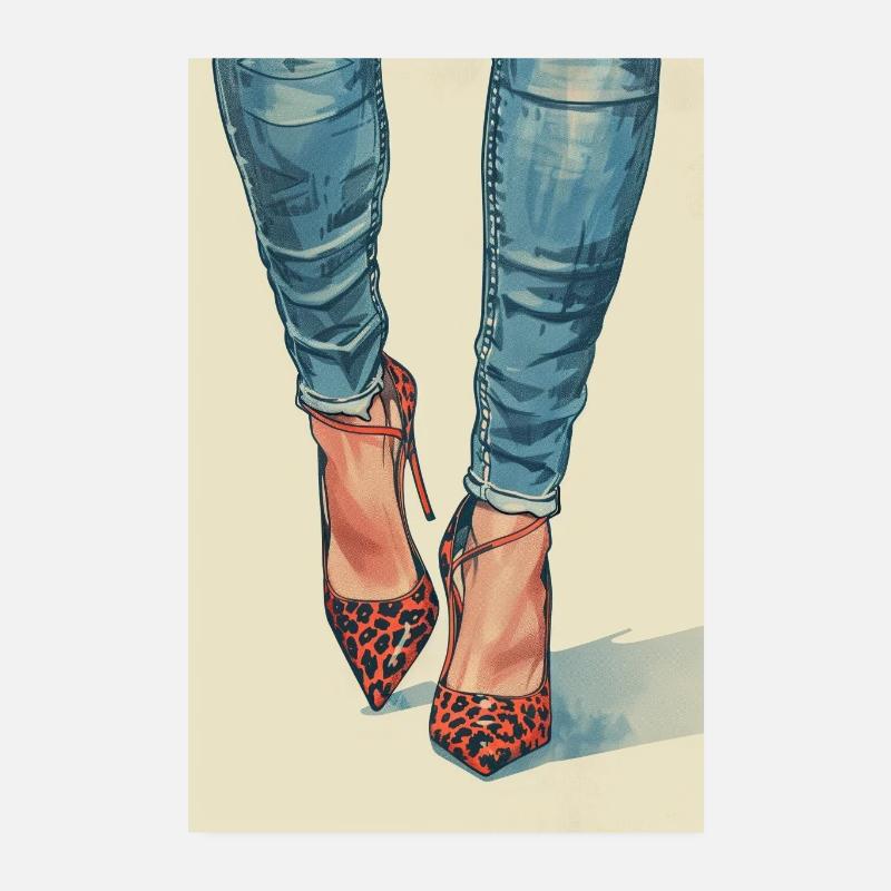 Talons et jeans Leo | IA Poster 20 x 30 cm