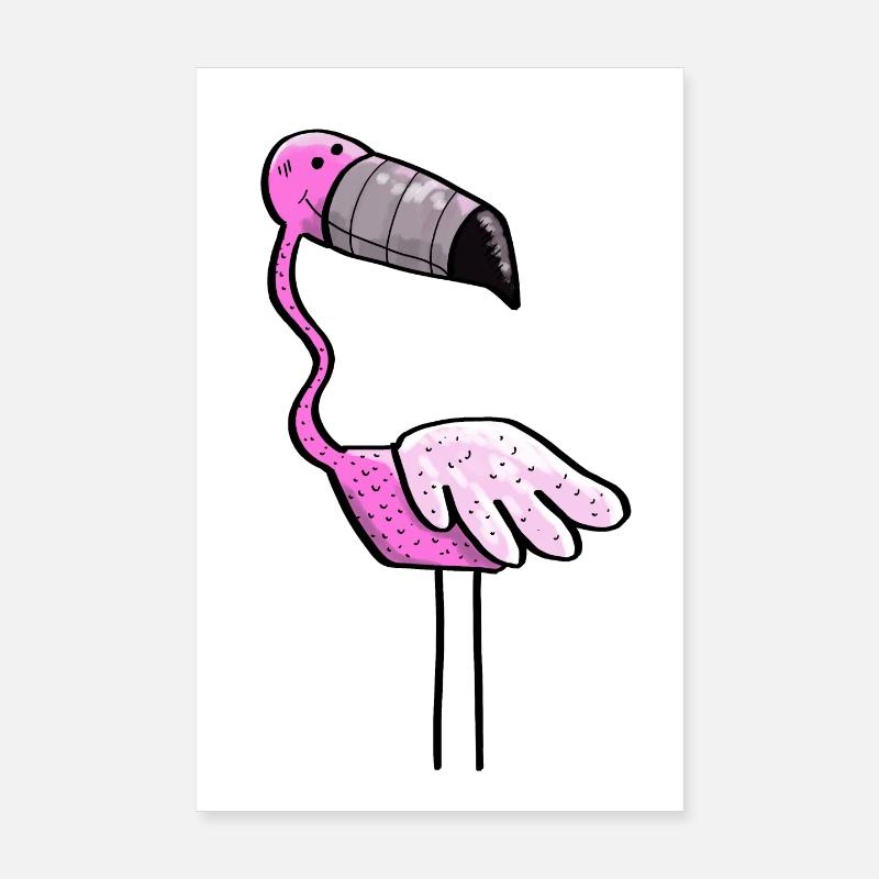 Flamingo Puissance - Oiseau - Été - Rose Poster 20 x 30 cm