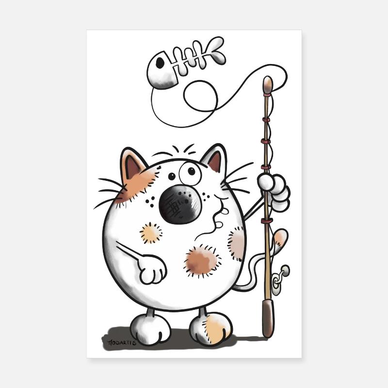 Fishing Cat - Poster 8" x 12" (20x30 cm) - white