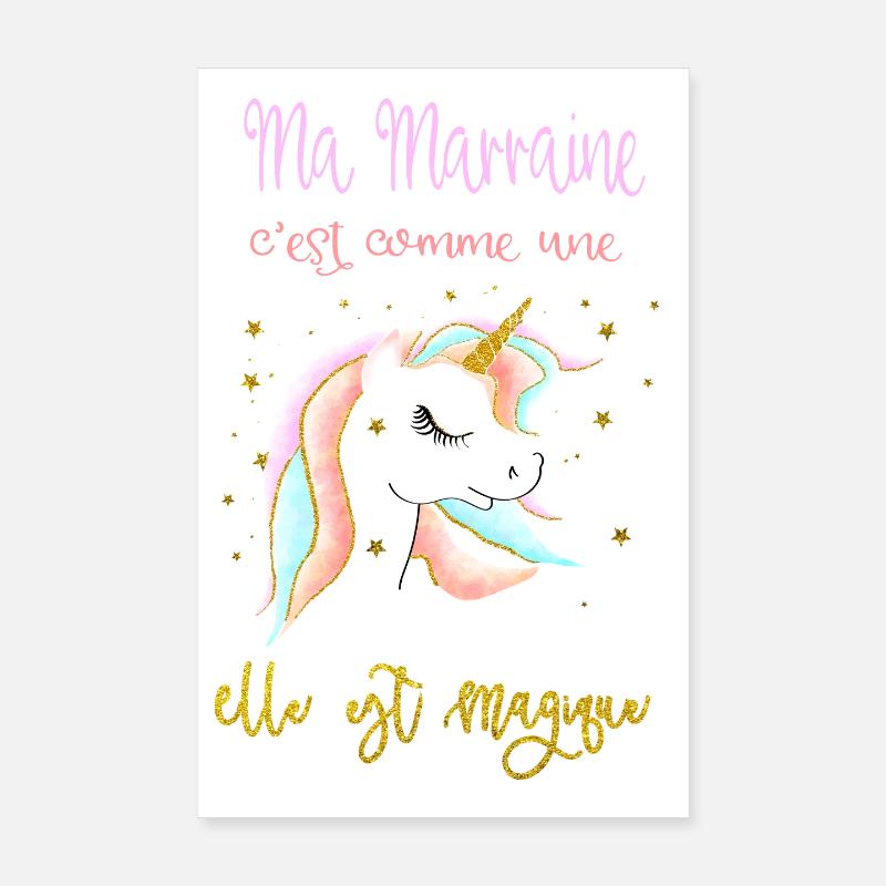 ma marraine c'est comme une licorne Poster 20 x 30 cm
