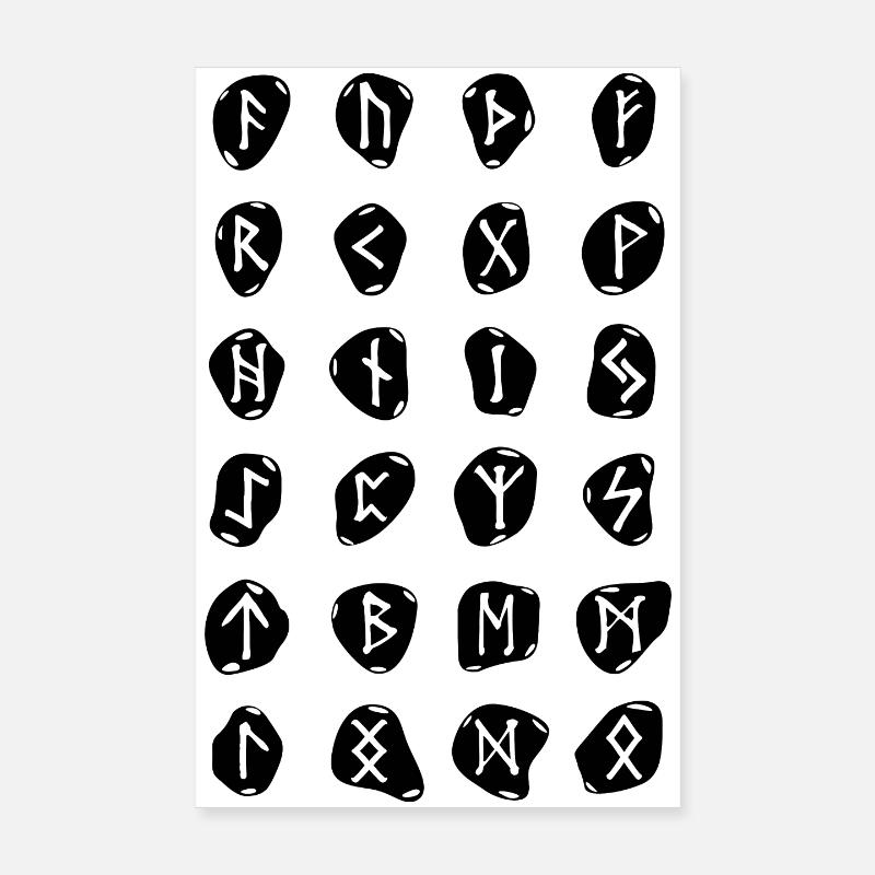 Runen Wikinger Symbol - Poster 20x30 cm - Weiß