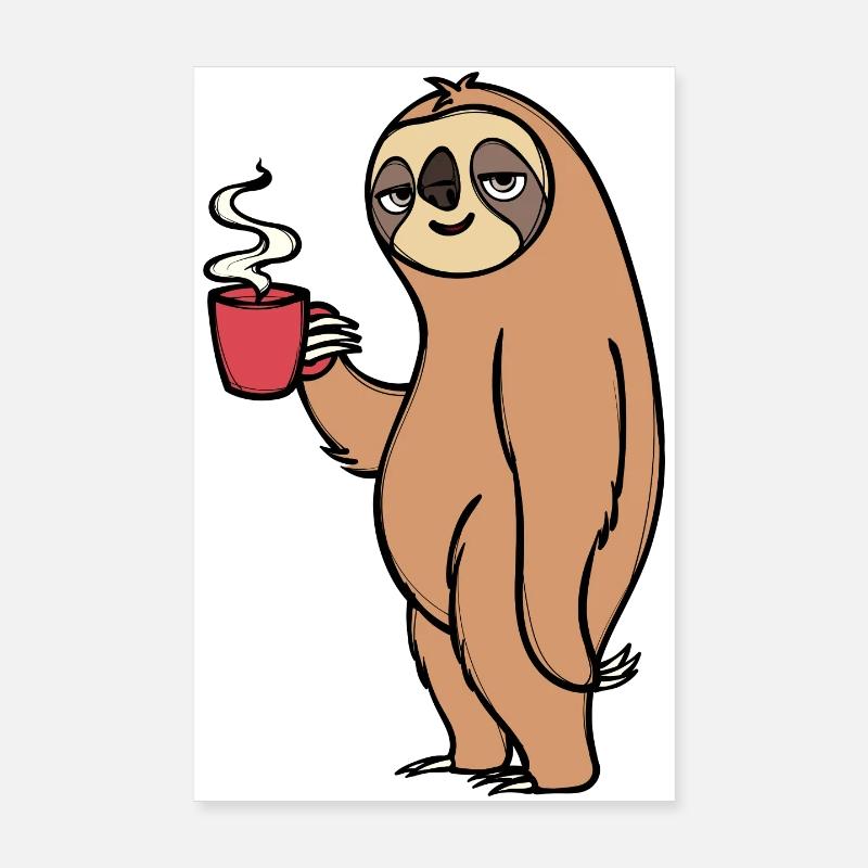 Tired Animal Lazy Sloth Late Riser Jungle Poster 8" x 12" (20x30 cm)