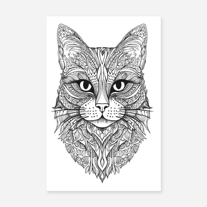 Katze Mandala Design Poster 20x30 cm
