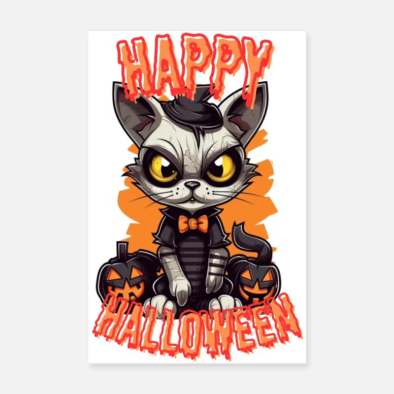 Spooky Cat Halloween Charm Poster 20 x 30 cm