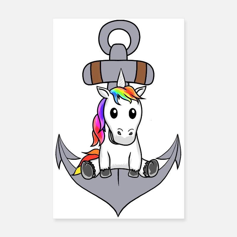 Anchor Unicorn Maritime Mythical Creature Sailor Ahoy Poster 8" x 12" (20x30 cm)