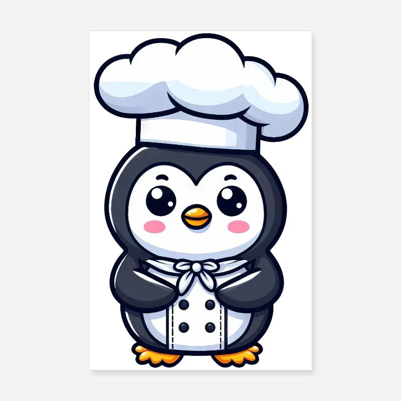 Mignon pingouin Chef bande dessinée conception de bande dessinée Poster 20 x 30 cm