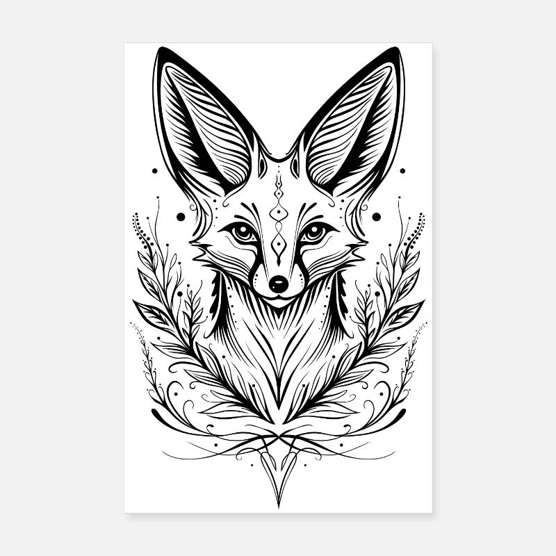 Fuchs Wüstenfuchs Fennek - Poster 20x30 cm - Weiß