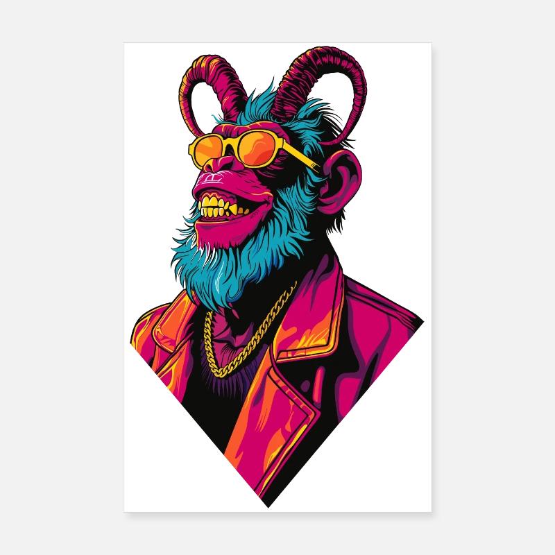 Devil Monkey - Poster 20x30 cm - Weiß