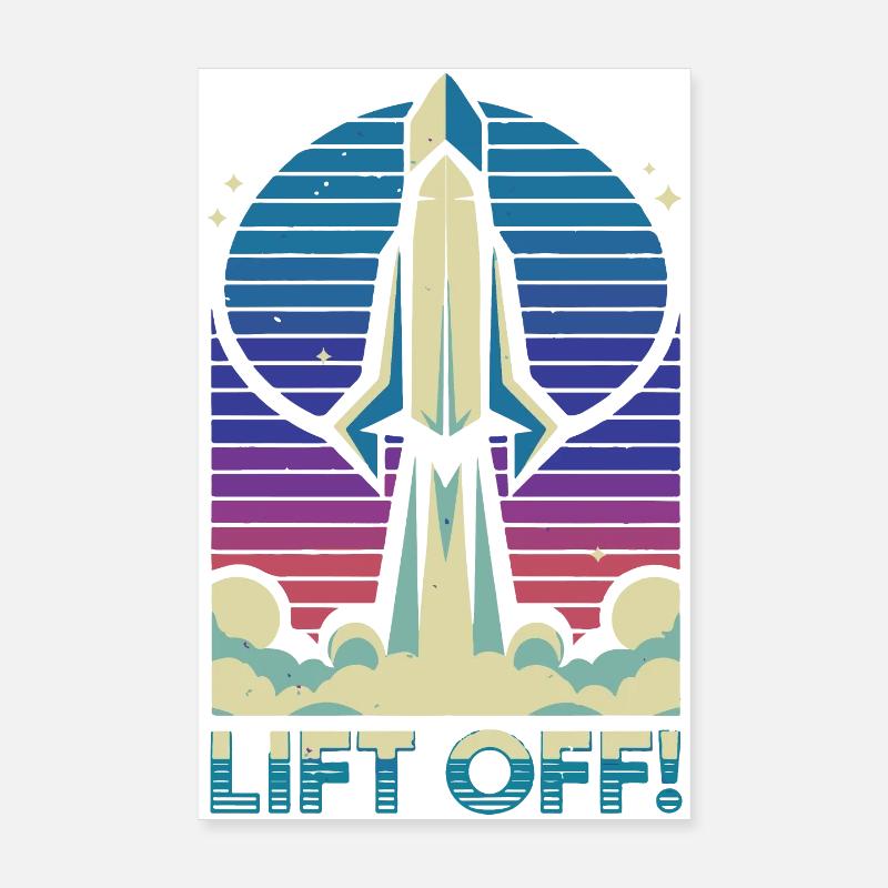 Illustration de lancement de fusée rétro Poster 20 x 30 cm
