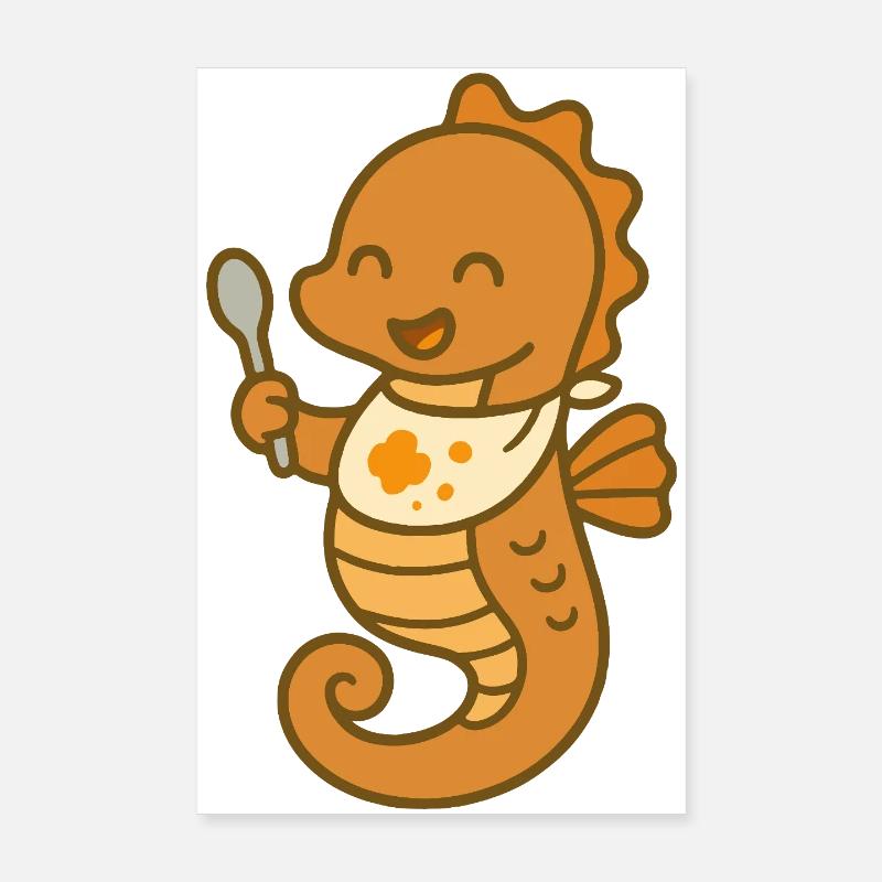 Snackspaß mit Seepferdchen Poster 20x30 cm