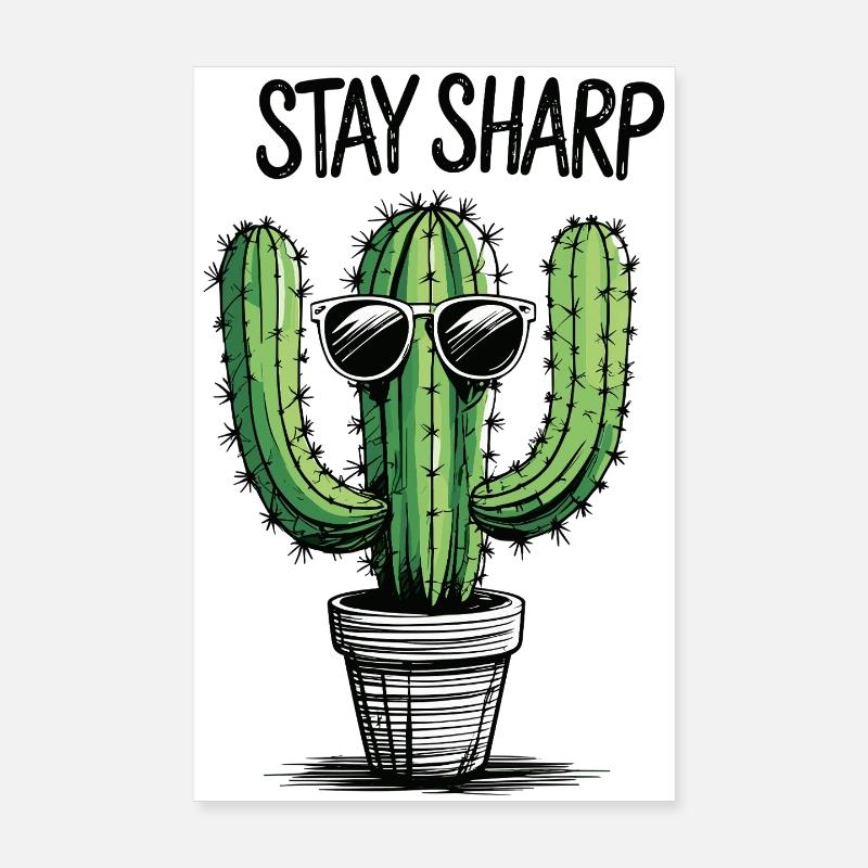 Cactus avec lunettes de soleil et message Poster 20 x 30 cm