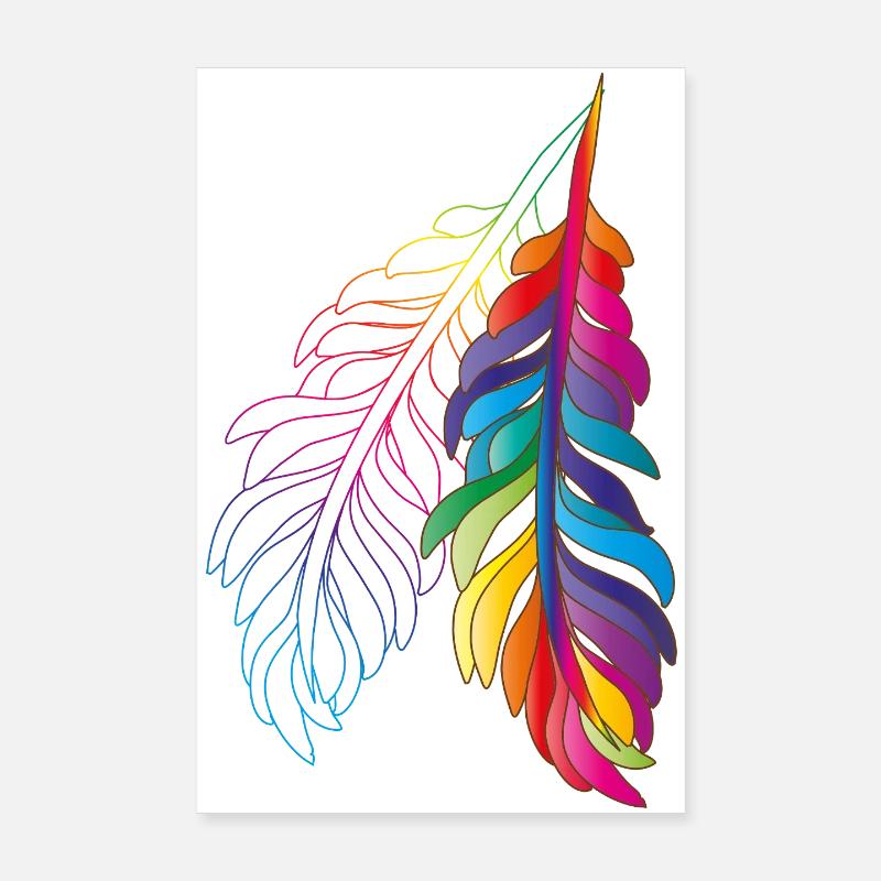 Regenbogenfedern – farbenfrohes Boho-Design Poster 20x30 cm
