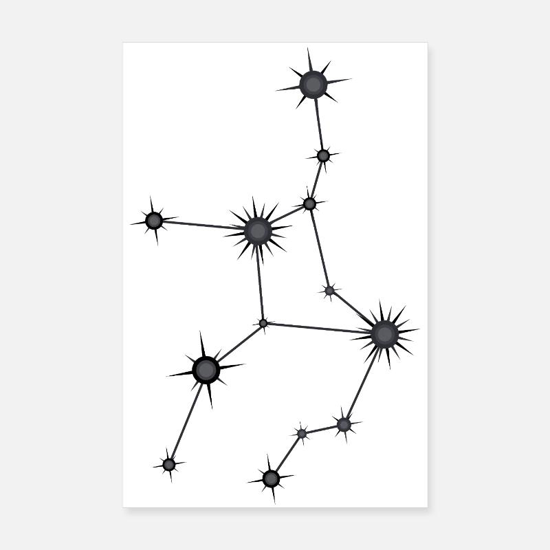 Jungfrau Sternbild Sternzeichen Schwarz & Grau Poster 20x30 cm