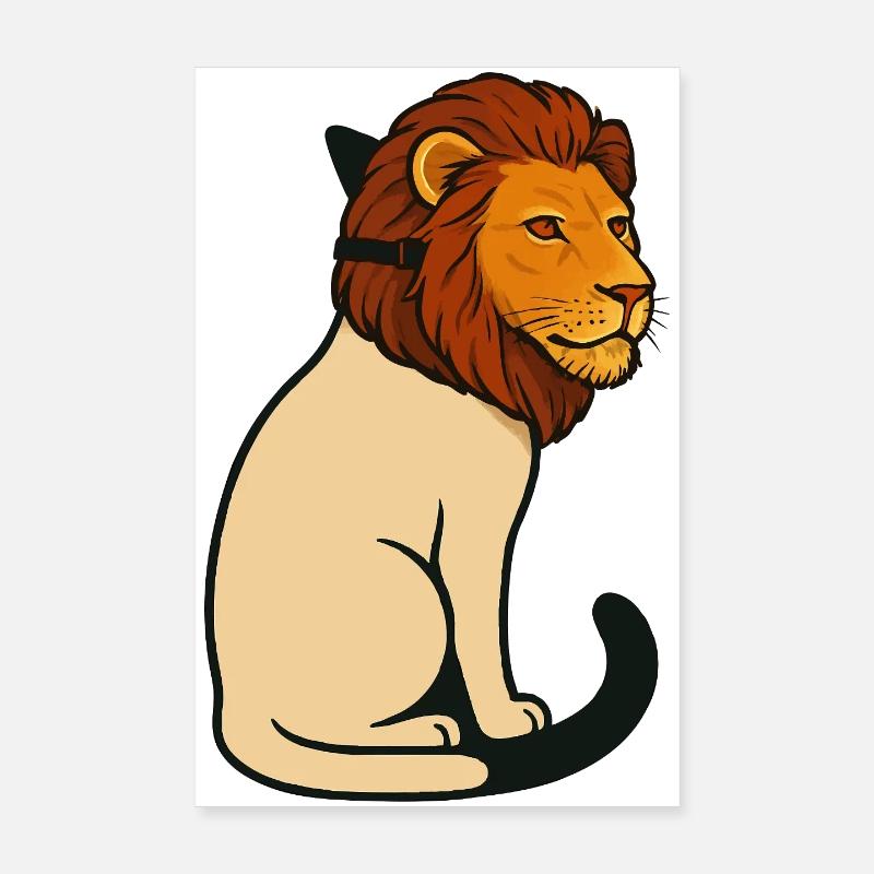 Katze trägt eine Maske eines Löwen - Poster 20x30 cm - Weiß