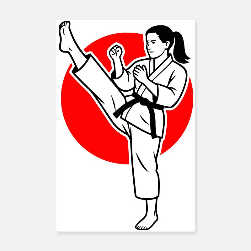 Karaté Mae-Geri - Poster 20 x 30 cm - blanc